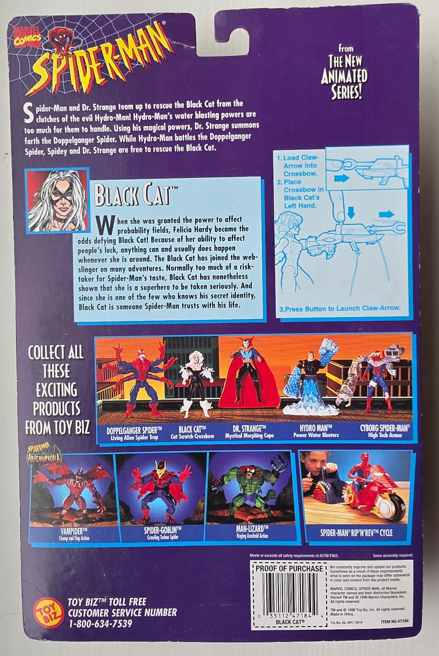 TOY BIZ BLACK CAT SPIDER-MAN ANIMATED SERIES Spider-Man Toy Biz