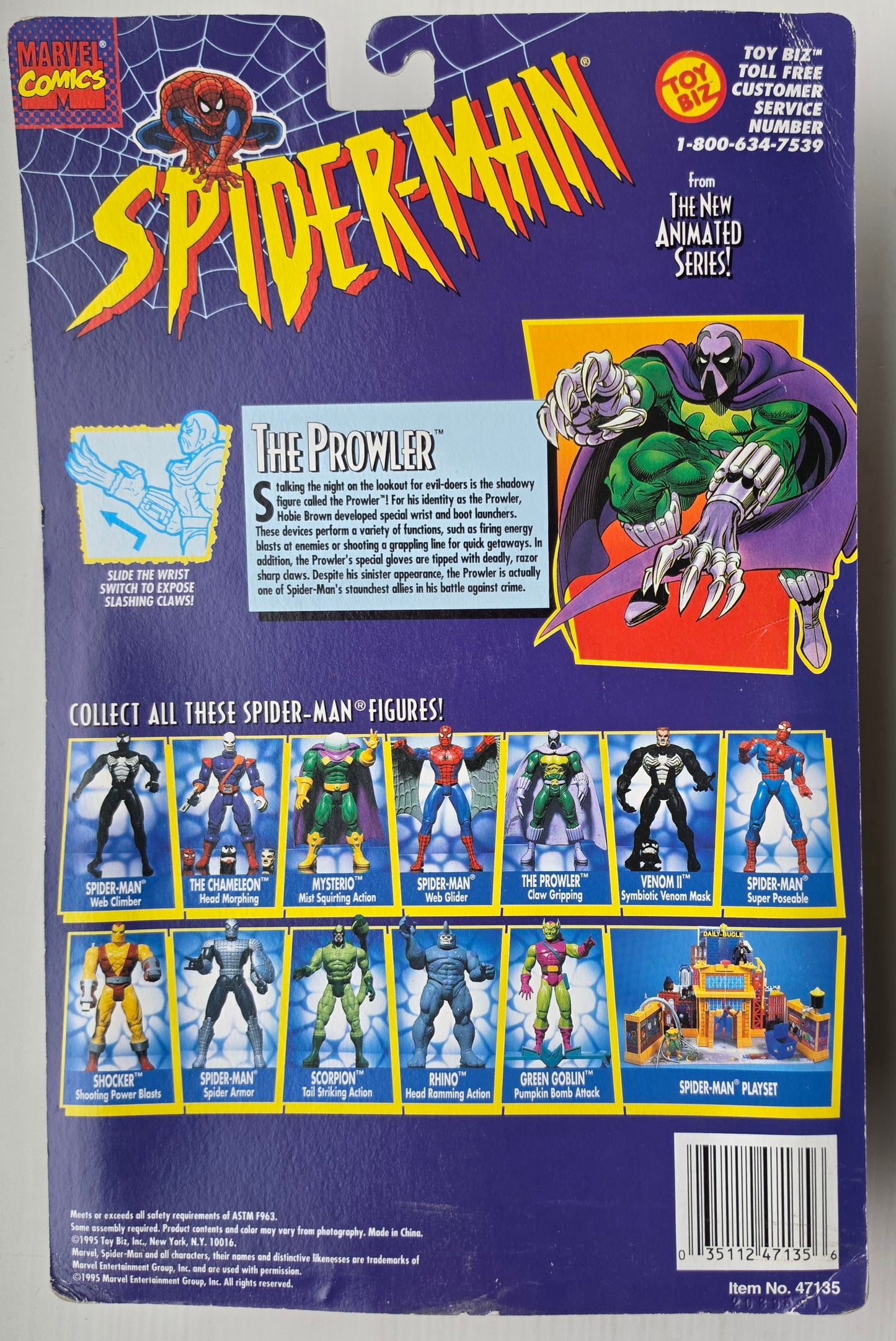 TOY BIZ PROWLER SPIDER-MAN ANIMATED SERIES Spider-Man Toy Biz