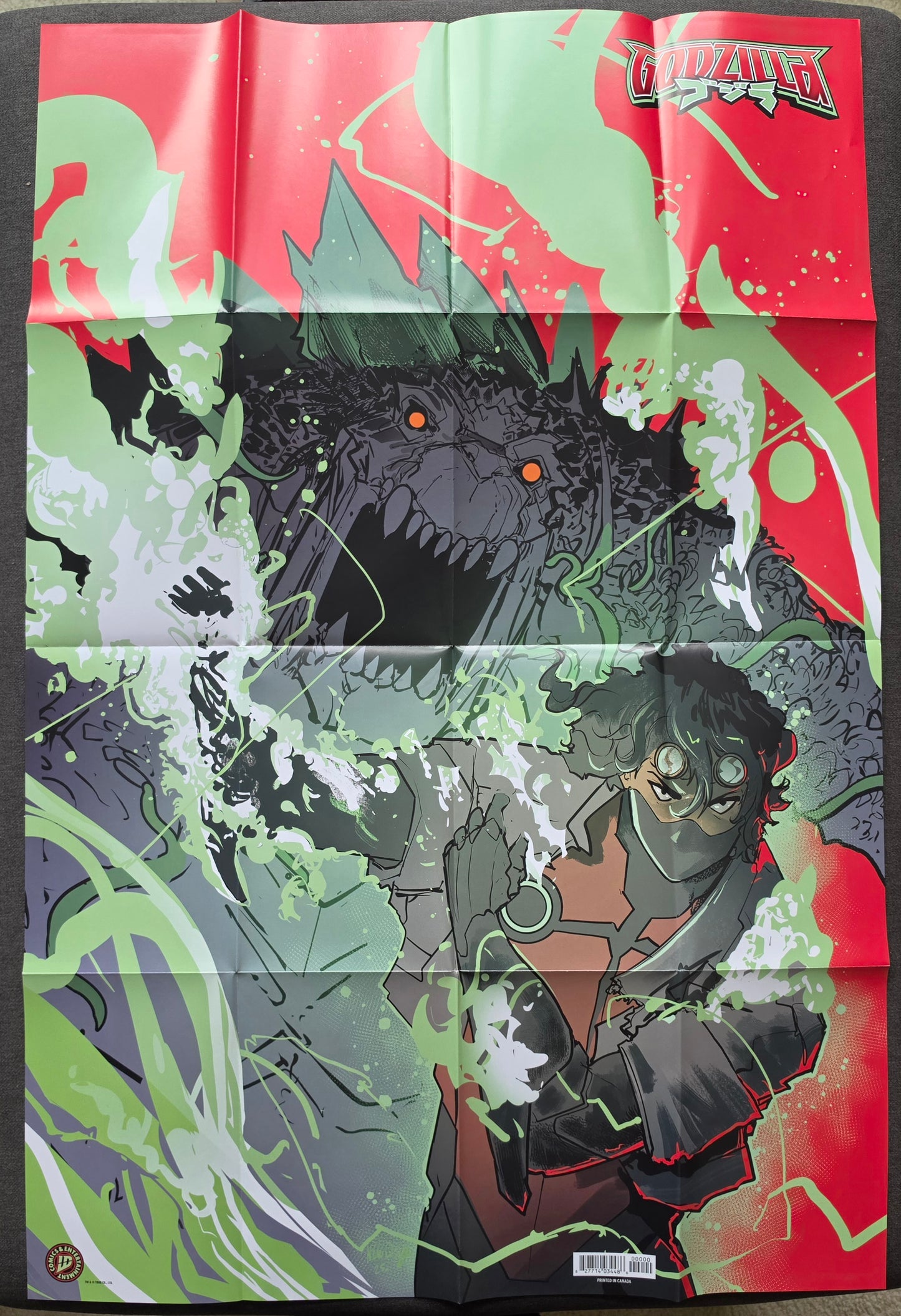 STARSHIP GODZILLA / GODZILLA ESCAPE THE DEAD ZONE DOUBLE SIDED FOLDED PROMOTIONAL POSTER Shazam DC COMICS