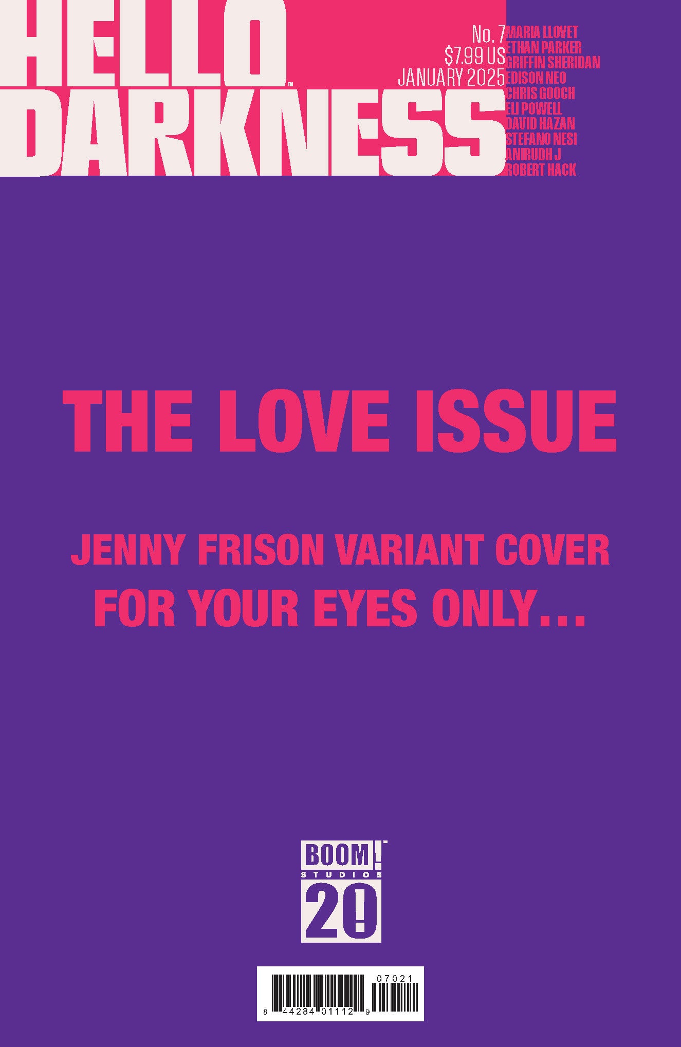 HELLO DARKNESS #7 (OF 12) CVR B JENNY FRISON POLLYBAGGED VARIANT (MR) 2025 Hello Darkness BOOM! STUDIOS