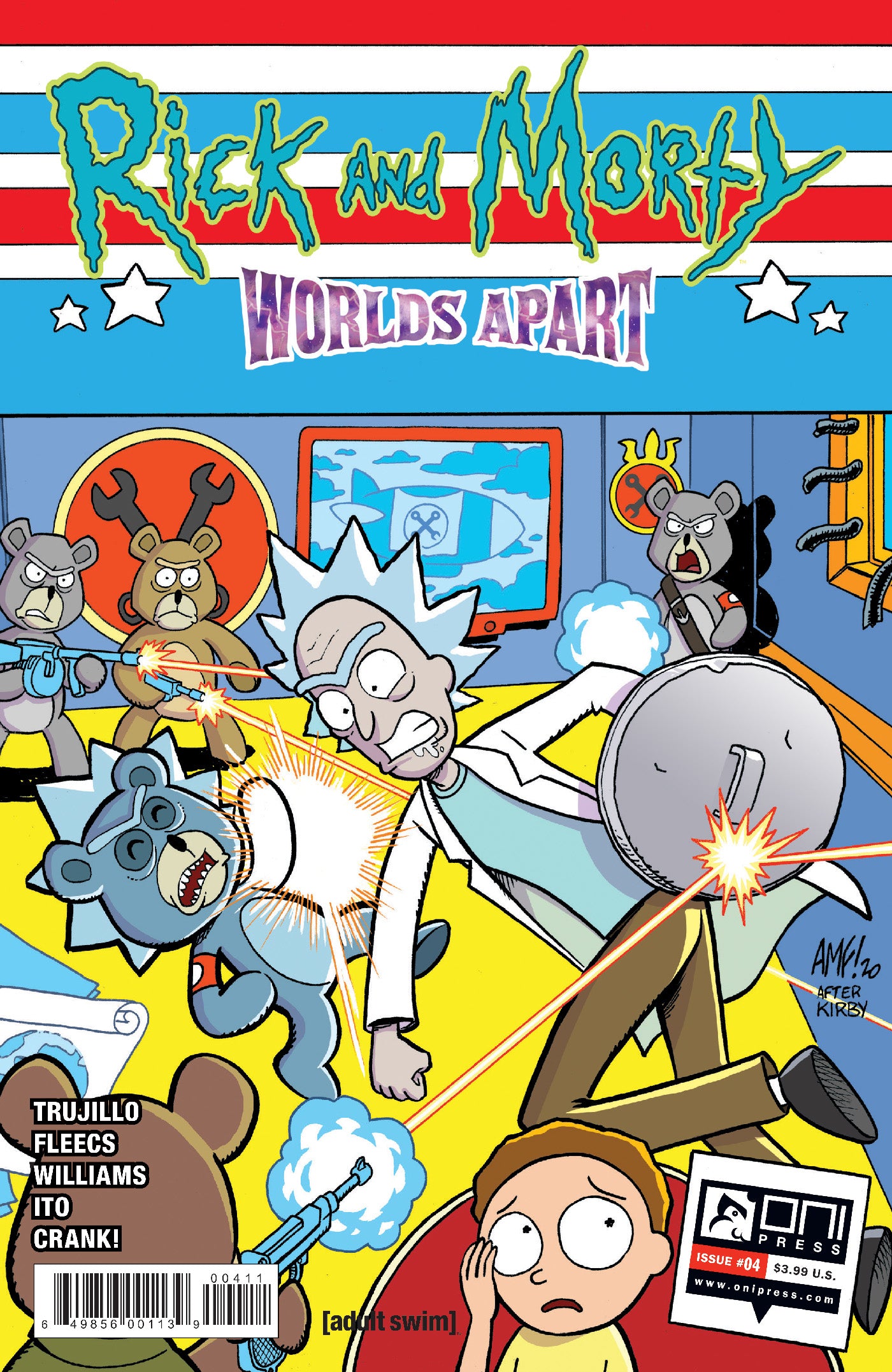 RICK AND MORTY WORLDS APART #4 CVR A FLEECS HOMAGE 2021 Rick & Morty ONI PRESS INC.