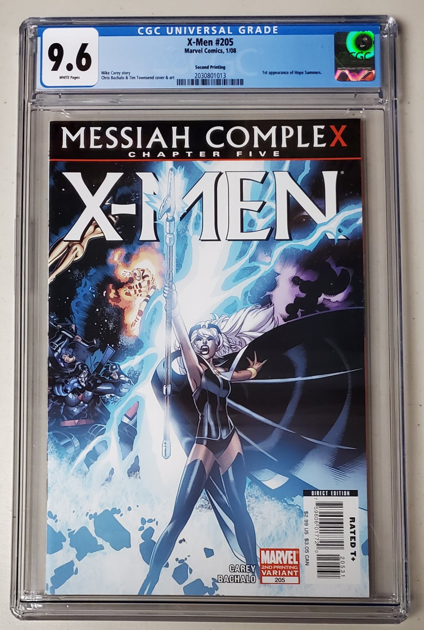 9.6 CGC X-Men #205 2nd Print Variant 1st App Hope Summers 2008 [2030801013 CGC CGC