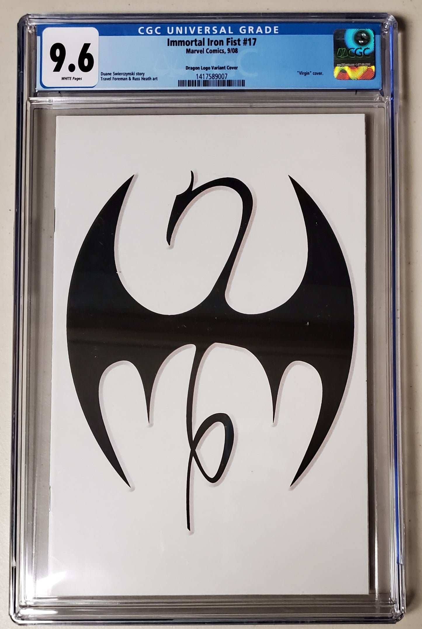 9.6 CGC Immortal Iron Fist #17 Dragon Logo Virgin Variant 2008 CGC CGC