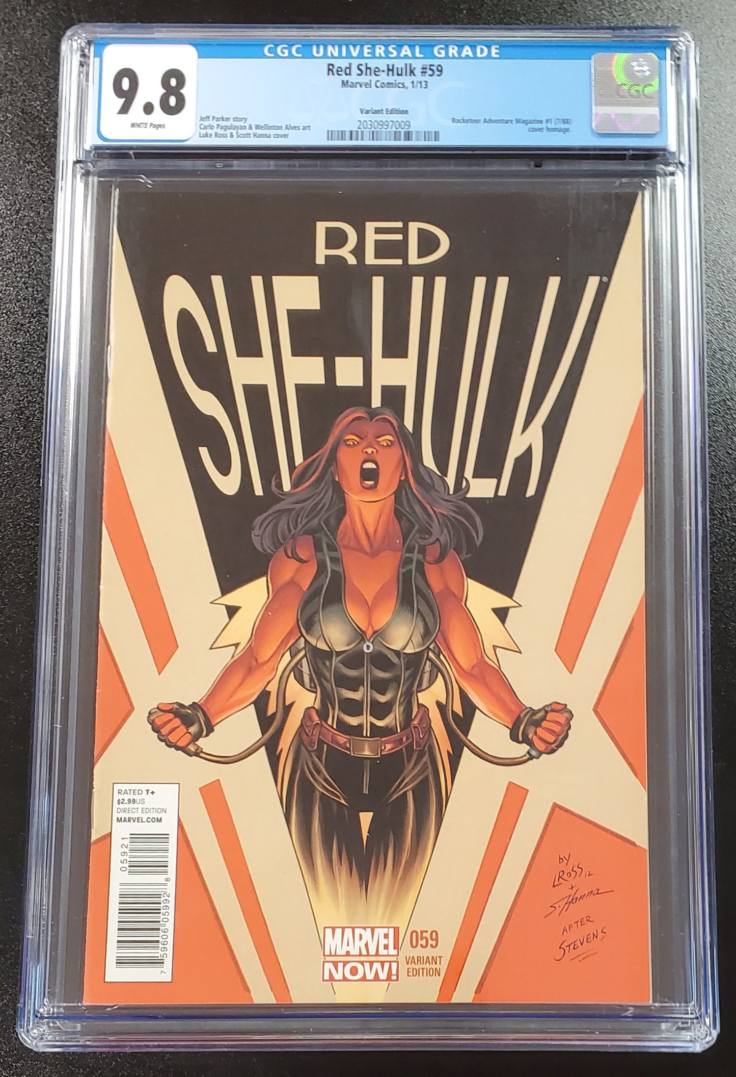 9.8 CGC Red She Hulk #59 Luke Ross Dave Stevens Homage 1:50 Variant 2013 She-Hulk CGC