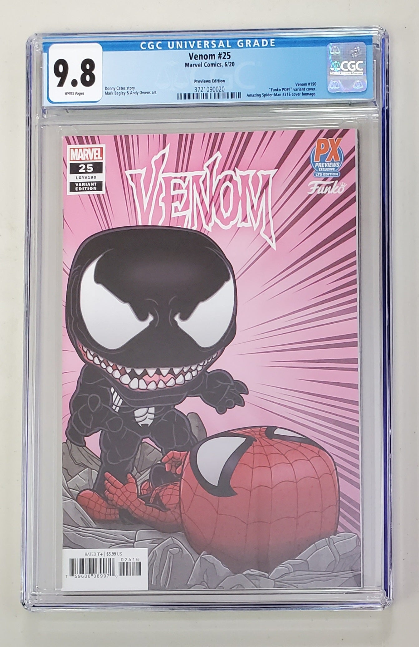9.8 CGC VENOM #25 FUNKO POP PX EXCLUSIVE ASM 316 HOMAGE VARIANT Venom MARVEL COMICS