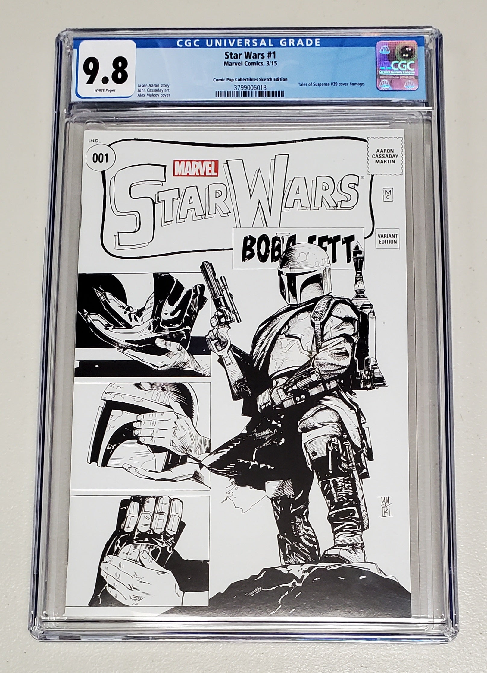 9.8 CGC STAR WARS #1 BOBA FETT HOMAGE B&W VARIANT [3799006013