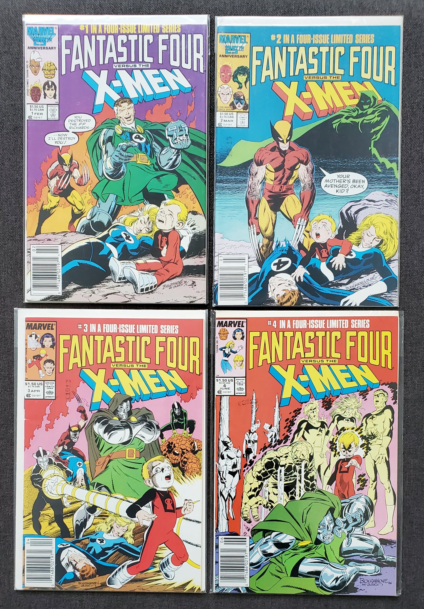 FANTASTIC FOUR VERSUS THE X-MEN #1-#4 SET 1987 Comics Bundlle