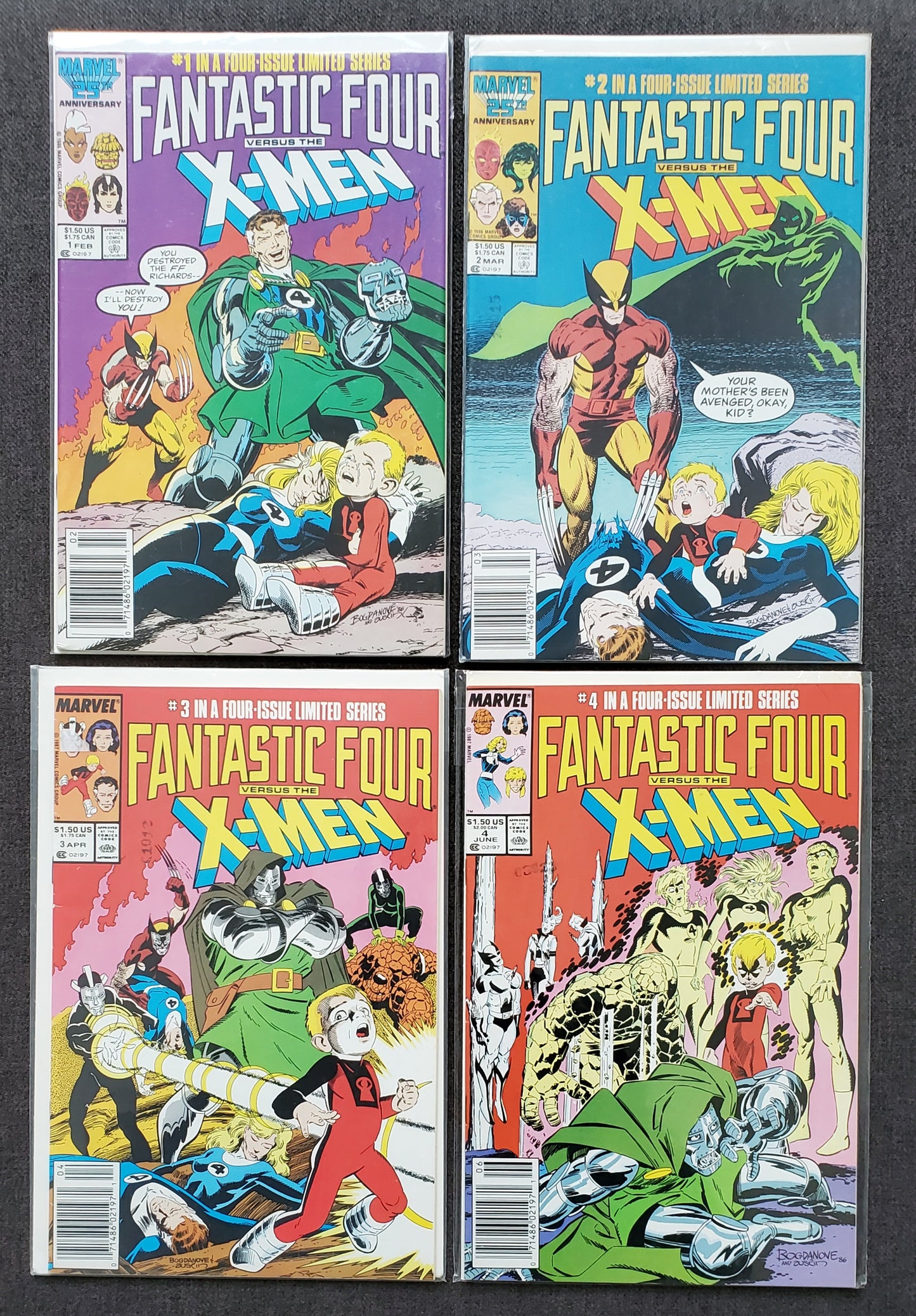 FANTASTIC FOUR VERSUS THE X-MEN #1-#4 SET 1987