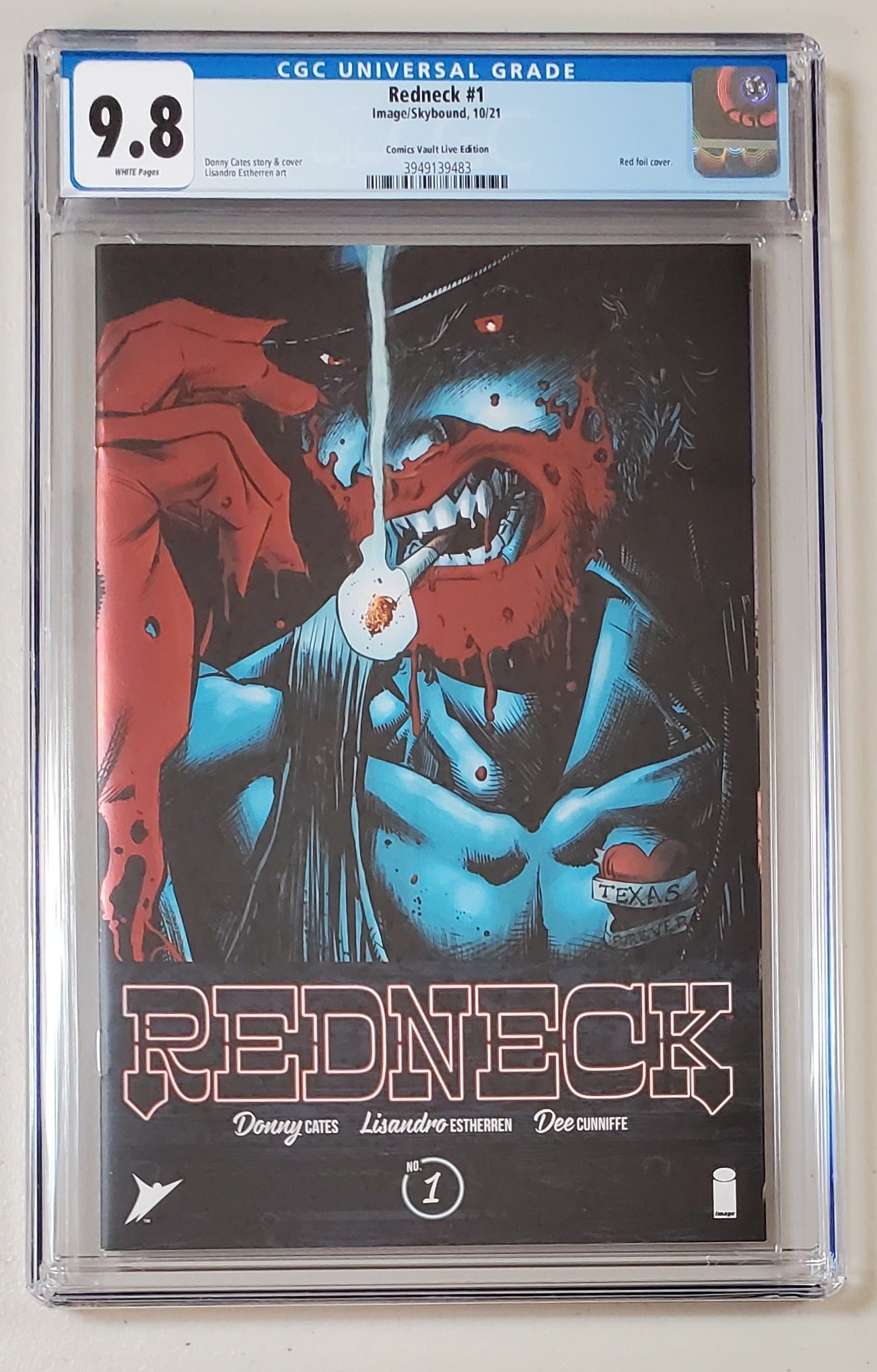 9.8 CGC REDNECK #1 COMICS VAULT LIVE FOIL TRADE DRESS VARIANT 2021 comic book IMAGE COMICS