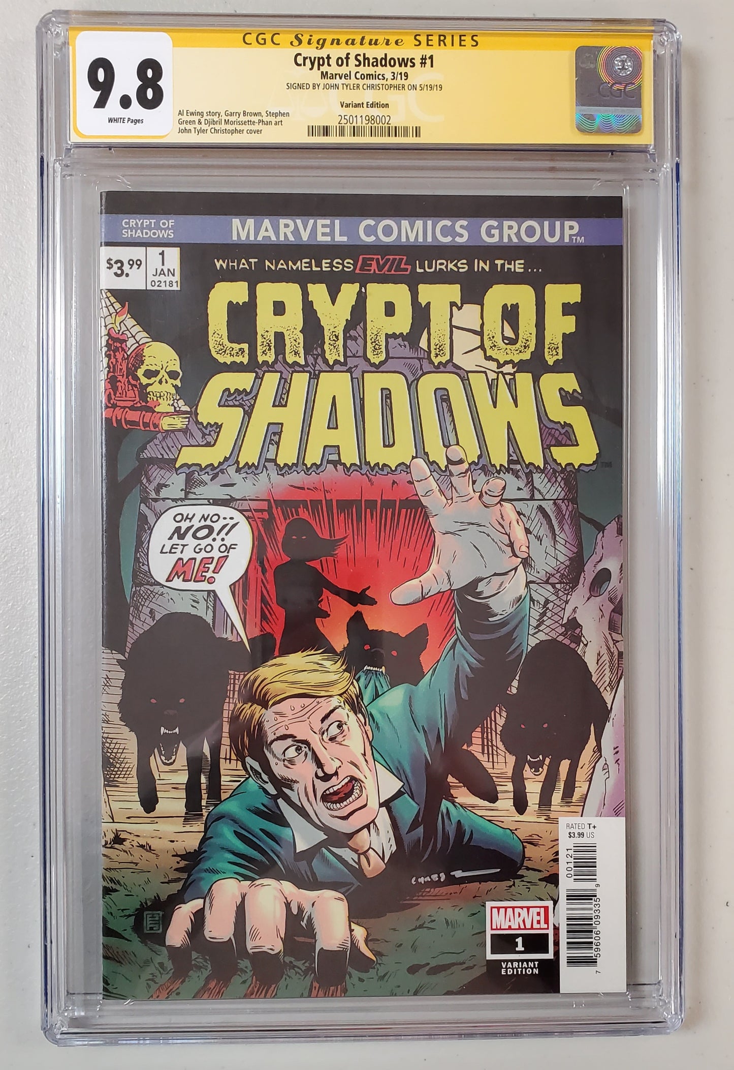 9.8 CGC SS CRYPT OF SHADOWS #1 VARIANT SIGNED BY JOHN TYLER CHRISTOPHER CGC MARVEL COMICS