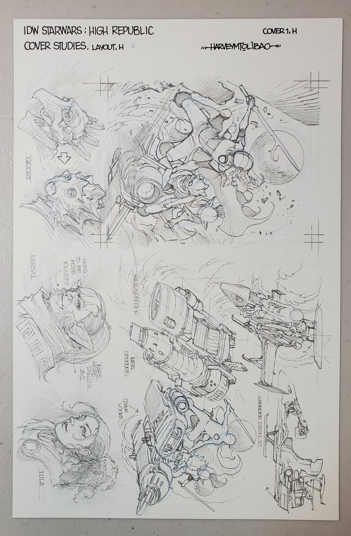 STAR WARS HIGH REPUBLIC ADVENTURES #1 COVER STUDY LAYOUT H HARVEY TOLIBAO comic books MARVEL COMICS
