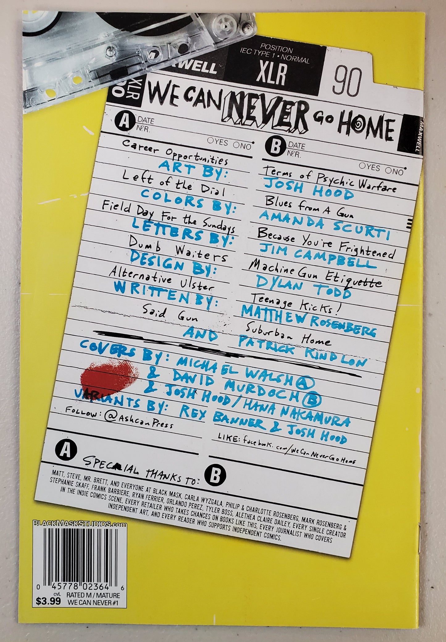 WE CAN NEVER GO HOME #1 2ND PRINT VARIANT 2015 BLACK MASK COMICS