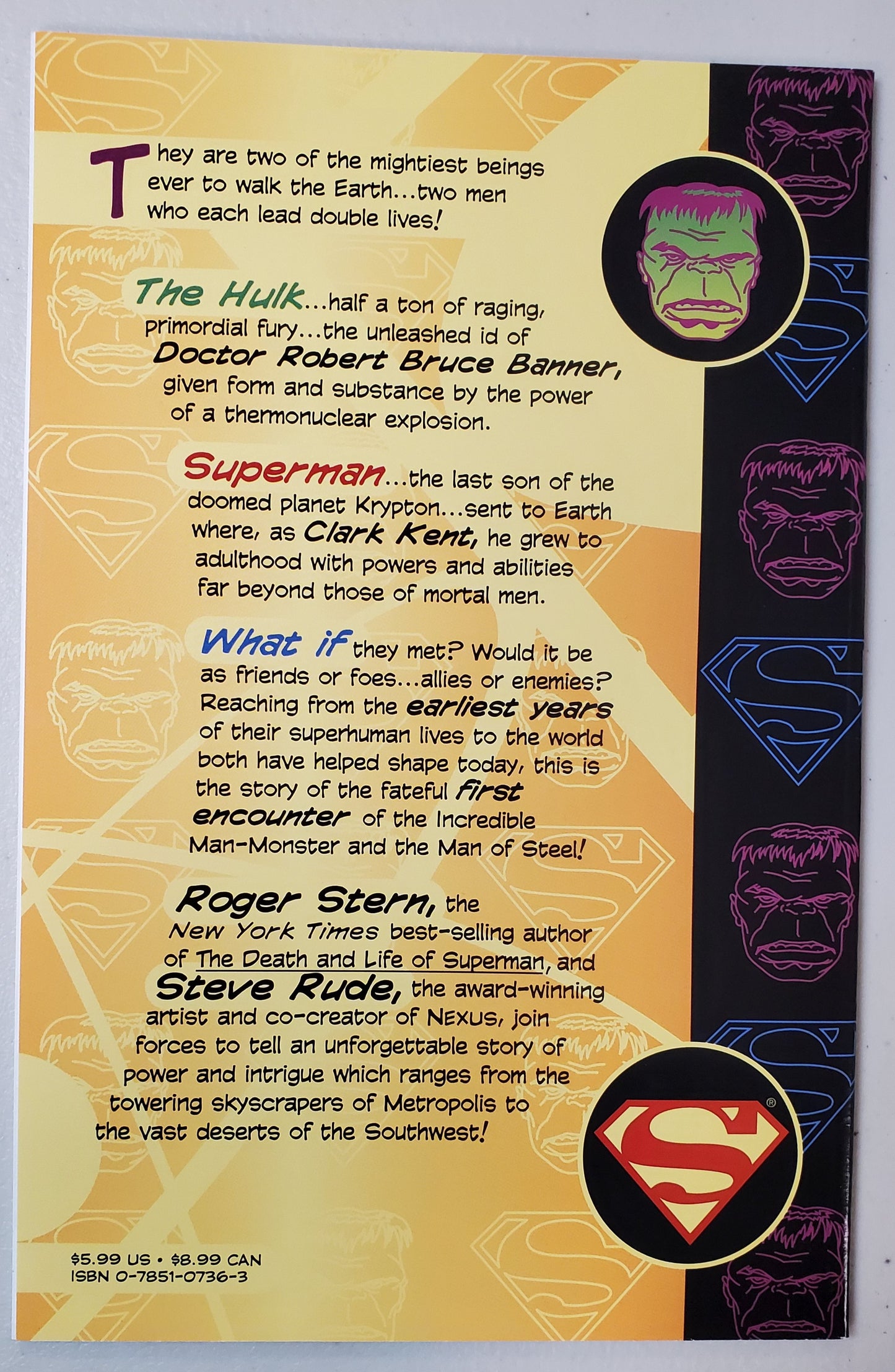 INCREDIBLE HULK VS SUPERMAN 1999 comic books MARVEL COMICS