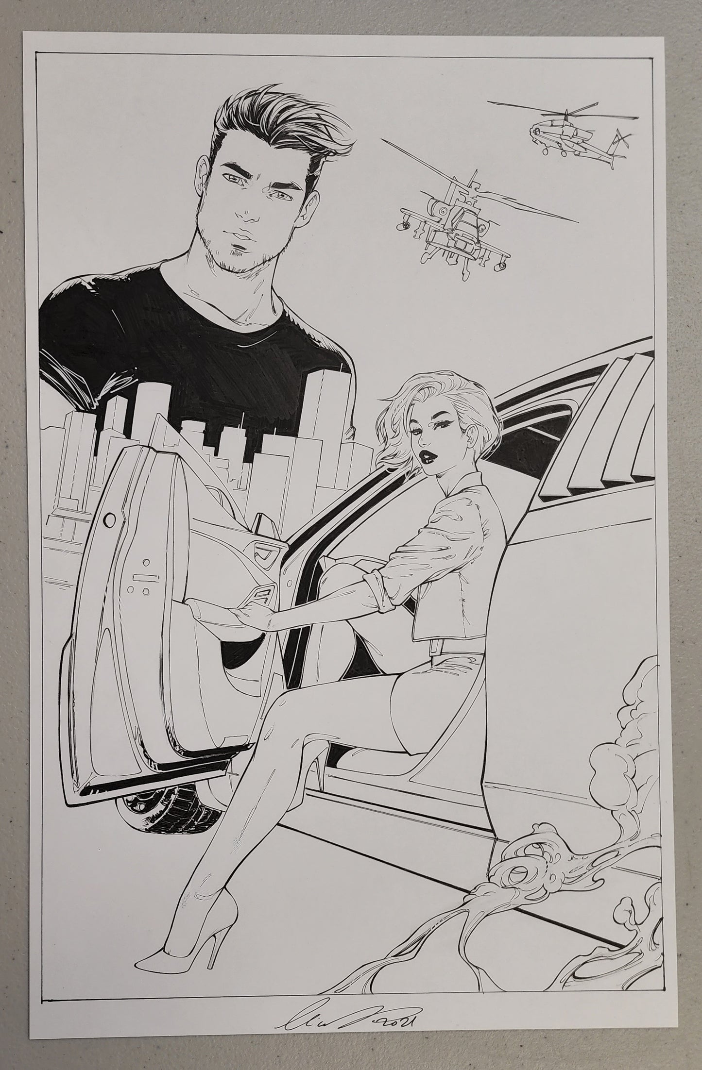 CHARIOT #1 ORIGINAL INKS COVER ART BY ELIAS CHATZOUDIS Original Art AWA STUDIOS