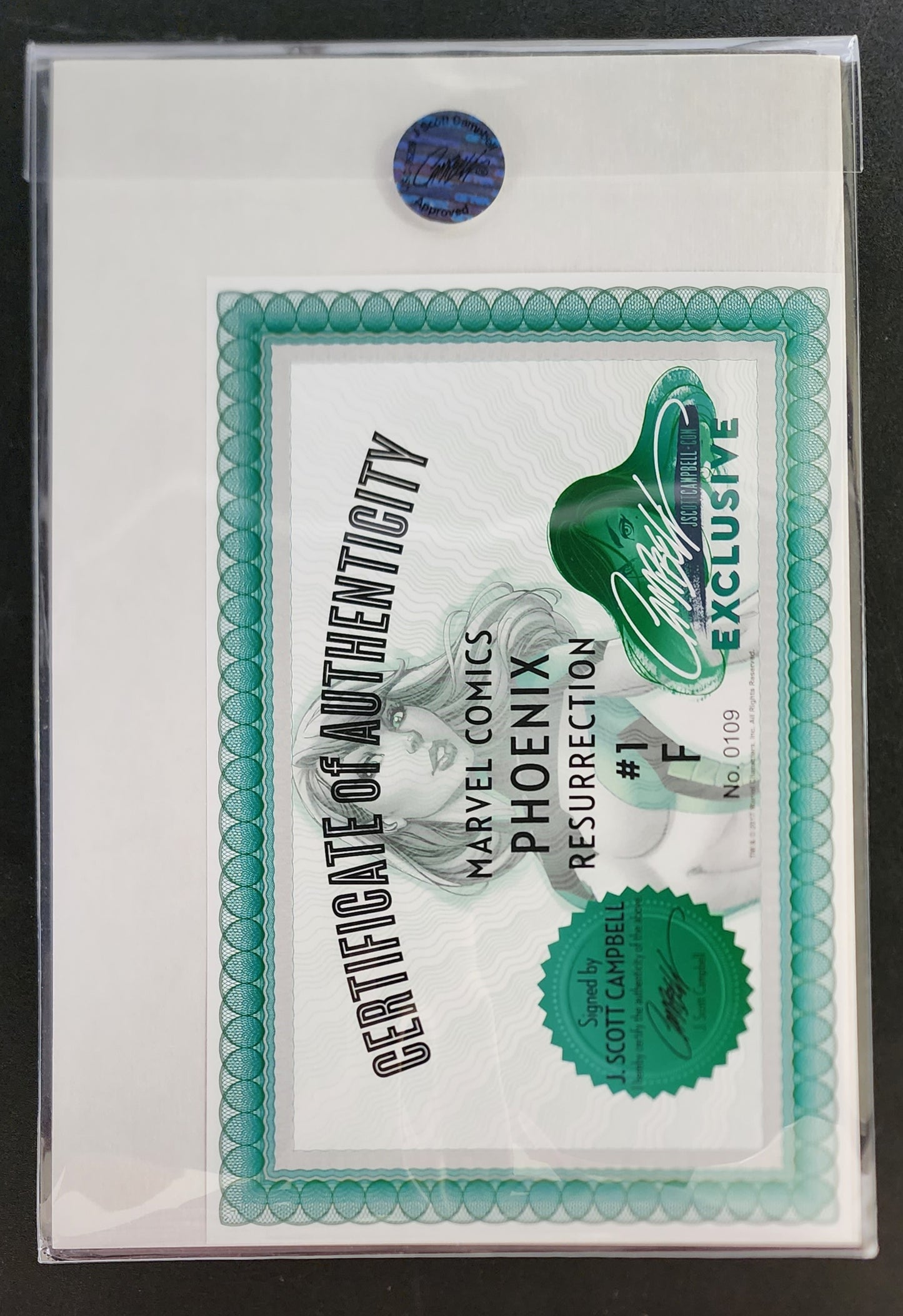 PHOENIX RESURRECTION #1 COVER F SIGNED J SCOTT CAMPBELL COA VARIANT 2018 X-Men MARVEL COMICS