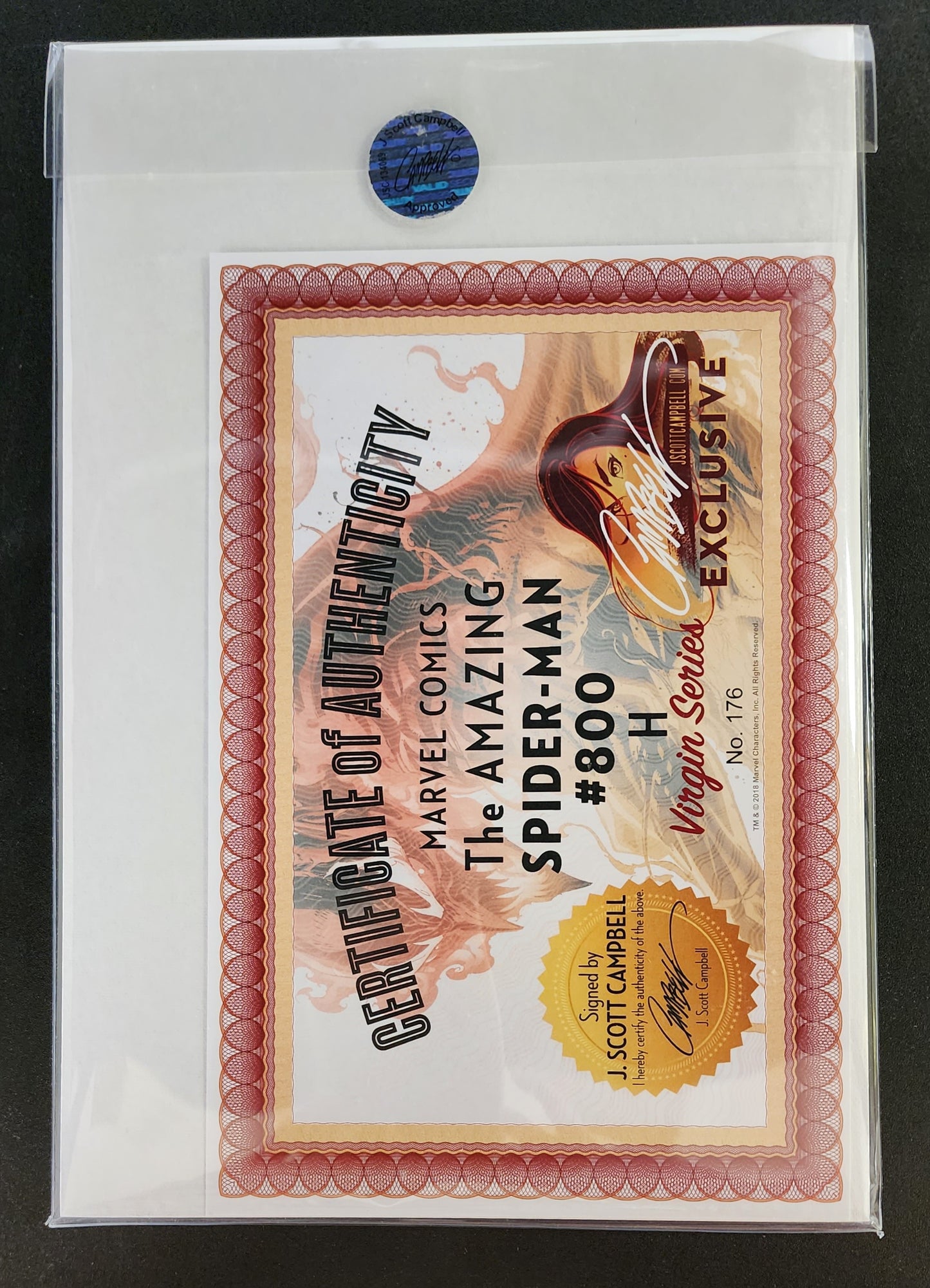 AMAZING SPIDER-MAN #800 RED GOBLIN SIGNED J SCOTT CAMPBELL COA VIRGIN VARIANT 2018 Spider-Man MARVEL COMICS