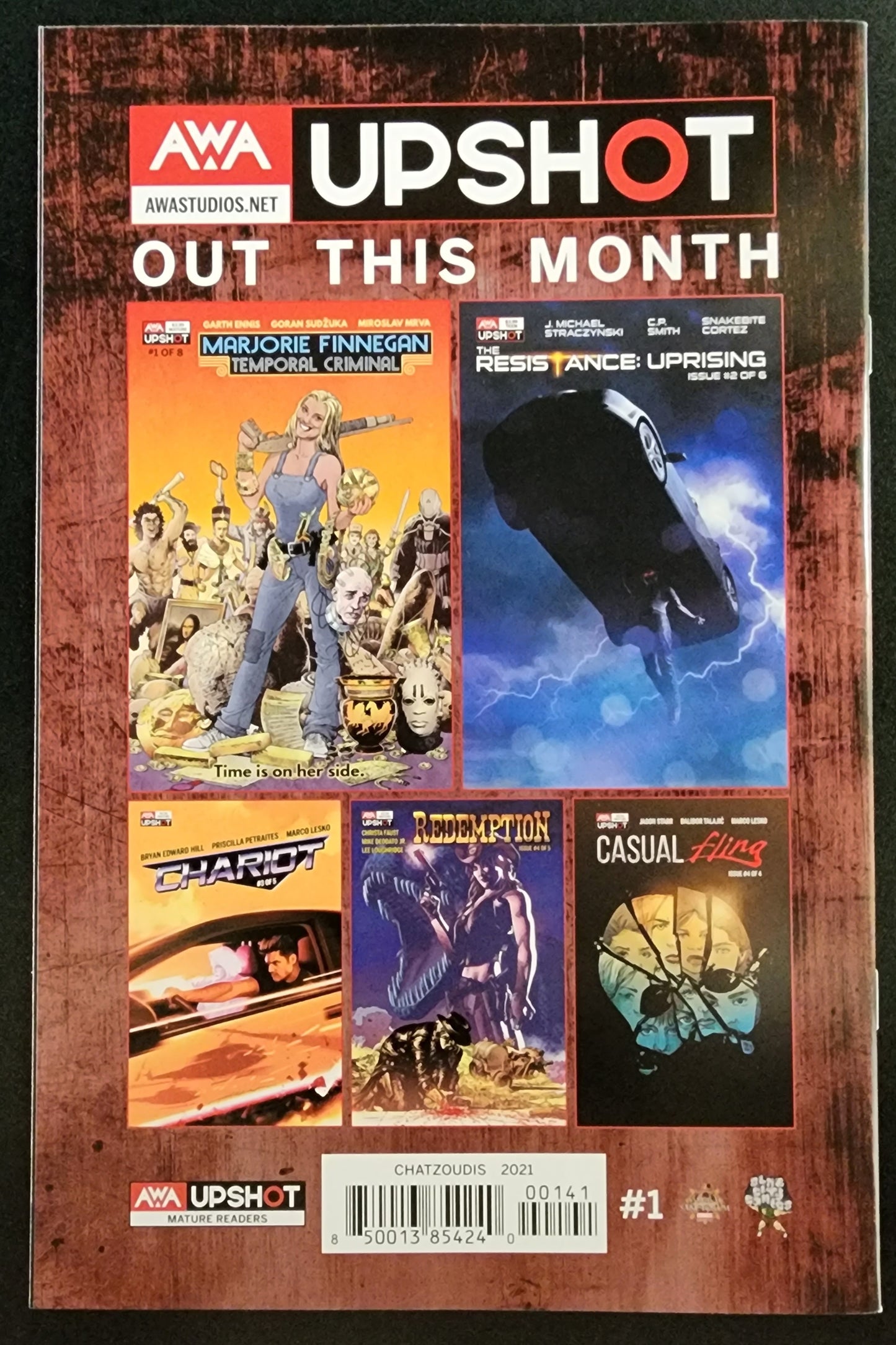 MARJORIE FINNEGAN TEMPORAL CRIMINAL #1 CHATZOUDIS SIDE EYE VARIANT 2021 SIGNED BY GARTH ENNIS comic book AWA STUDIOS