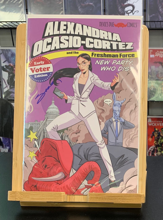 ALEXANDRIA OCASIO CORTEZ & FRESHMAN FORCE WHO DIS EARLY VOTER EDITION VARIANT SIGNED BY TIM SEELEY 2019