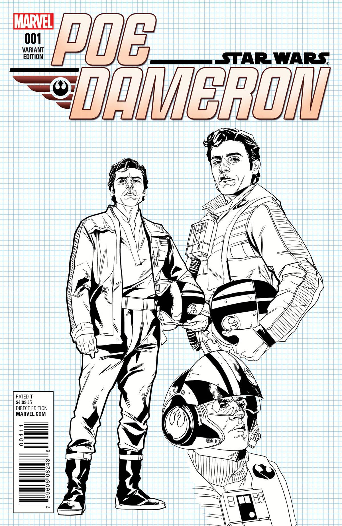 STAR WARS POE DAMERON #1 NOTO DESIGN 1:25 VARIANT 2016 Star Wars Poe Dameron MARVEL COMICS