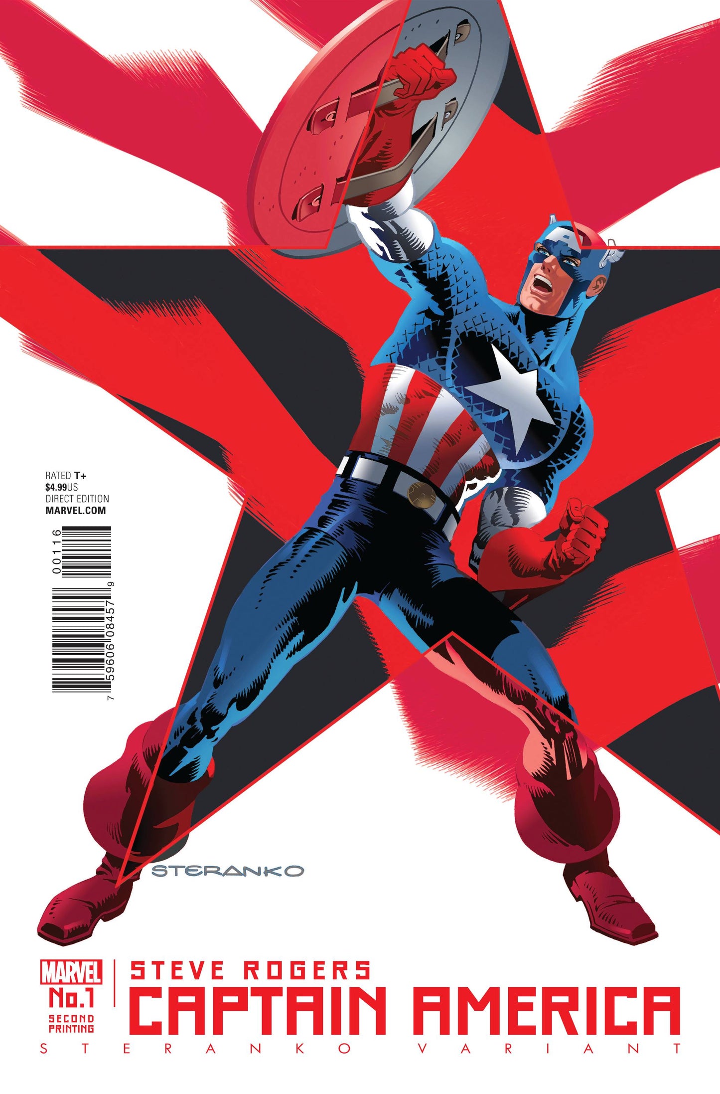 CAPTAIN AMERICA STEVE ROGERS #1 STERANKO 2ND PRINT VARIANT 2016 Captain America MARVEL COMICS