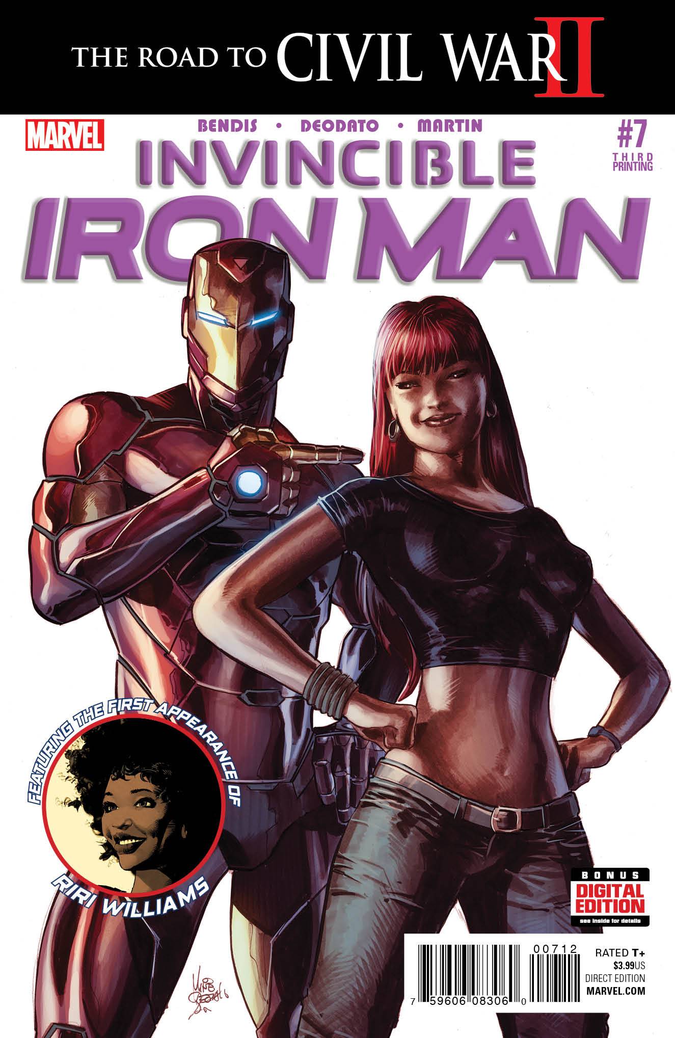INVINCIBLE IRON MAN #7 DEODATO 3RD PRINT VARIANT (1ST APP RIRI WILLIAMS) 2016 Iron Man MARVEL COMICS