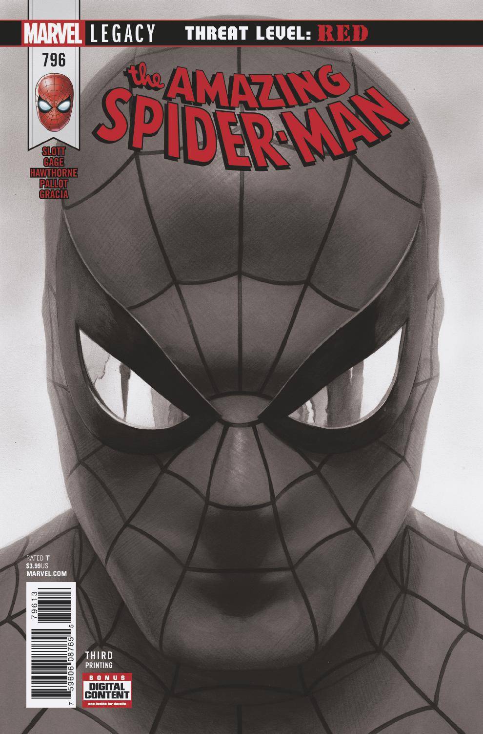 AMAZING SPIDER-MAN #796 ALEX ROSS B & W 3RD PRINT VARIANT 2018 Spider-Man MARVEL COMICS