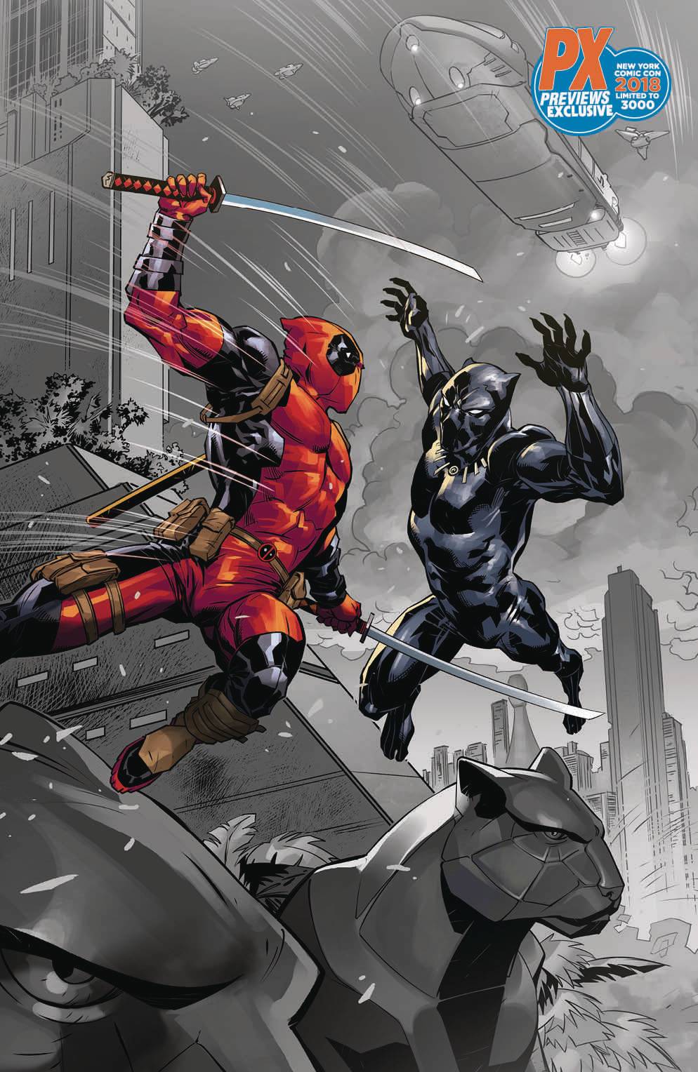BLACK PANTHER VS DEADPOOL #1 PX EXCLUSIVE NYCC VARIANT 2018 Black Panther MARVEL COMICS
