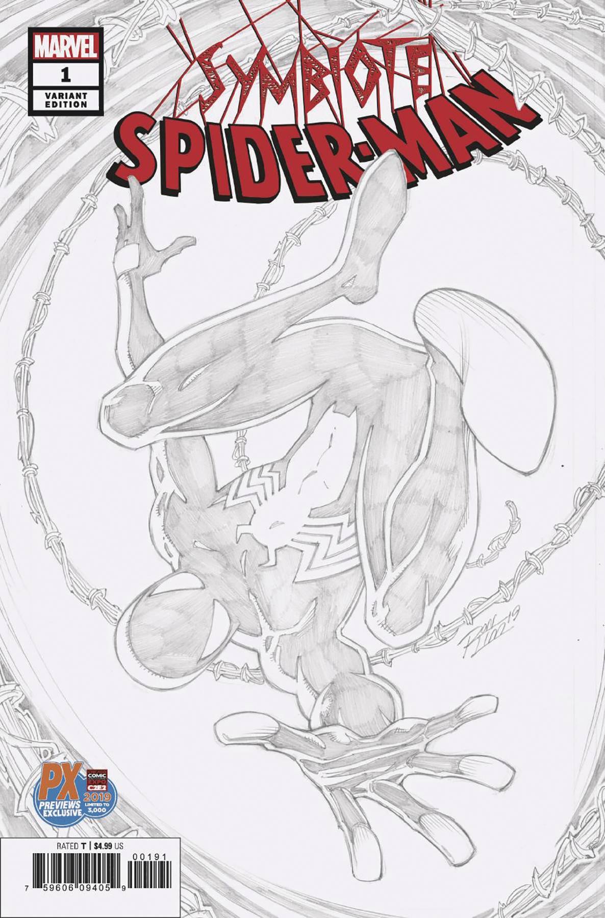 SYMBIOTE SPIDER-MAN #1 (OF 5) LIM C2E2 PX SKETCH EXCLUSIVE VARIANT 2019 comic book MARVEL COMICS
