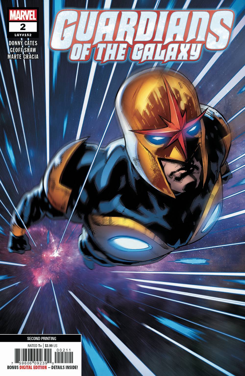 GUARDIANS OF THE GALAXY #2 2ND PRINT SHAW NOVA VARIANT 2019 Guardians of the Galaxy MARVEL COMICS