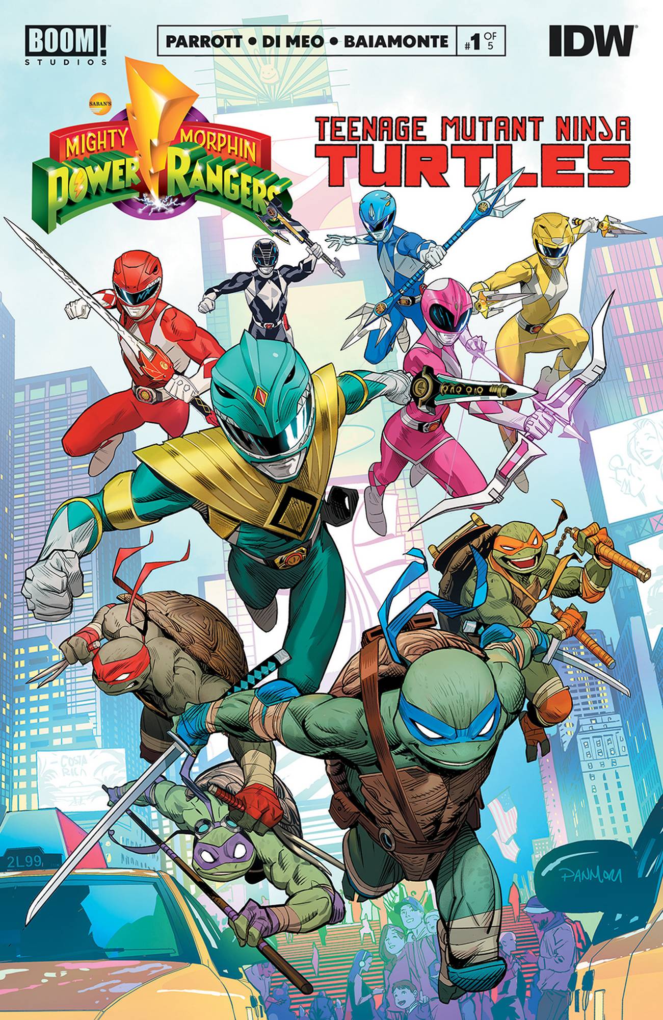POWER RANGERS TEENAGE MUTANT NINJA TURTLES #1 CVR A MORA TMNT MMPR 2019 MMPR BOOM! STUDIOS