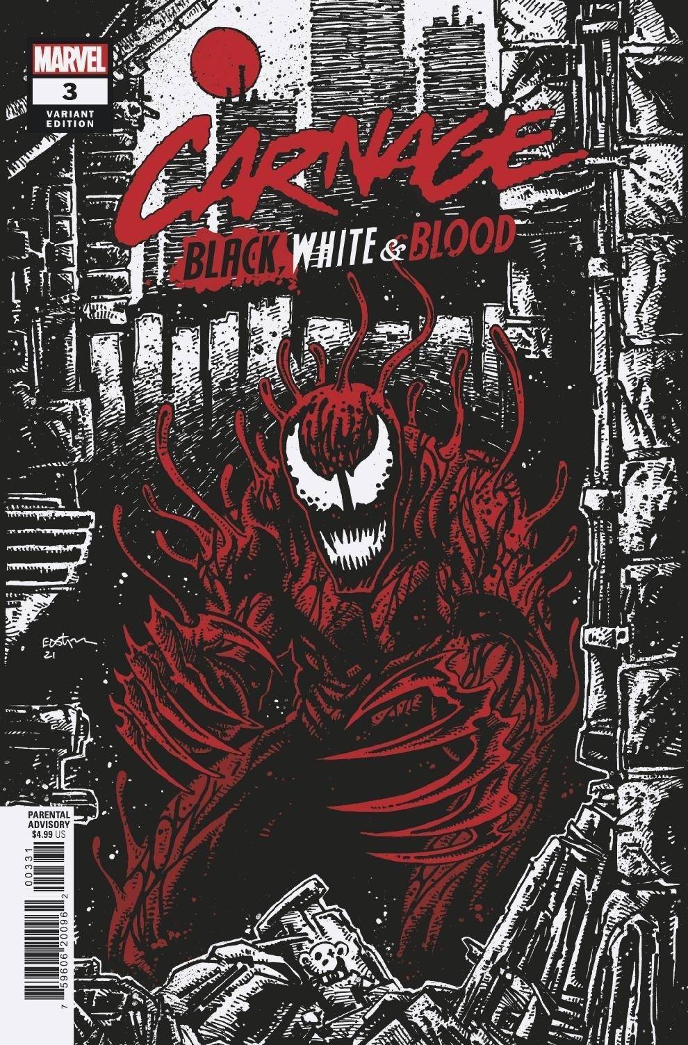 CARNAGE BLACK WHITE AND BLOOD #3 (OF 4) EASTMAN 1:25 VARIANT comic book MARVEL COMICS