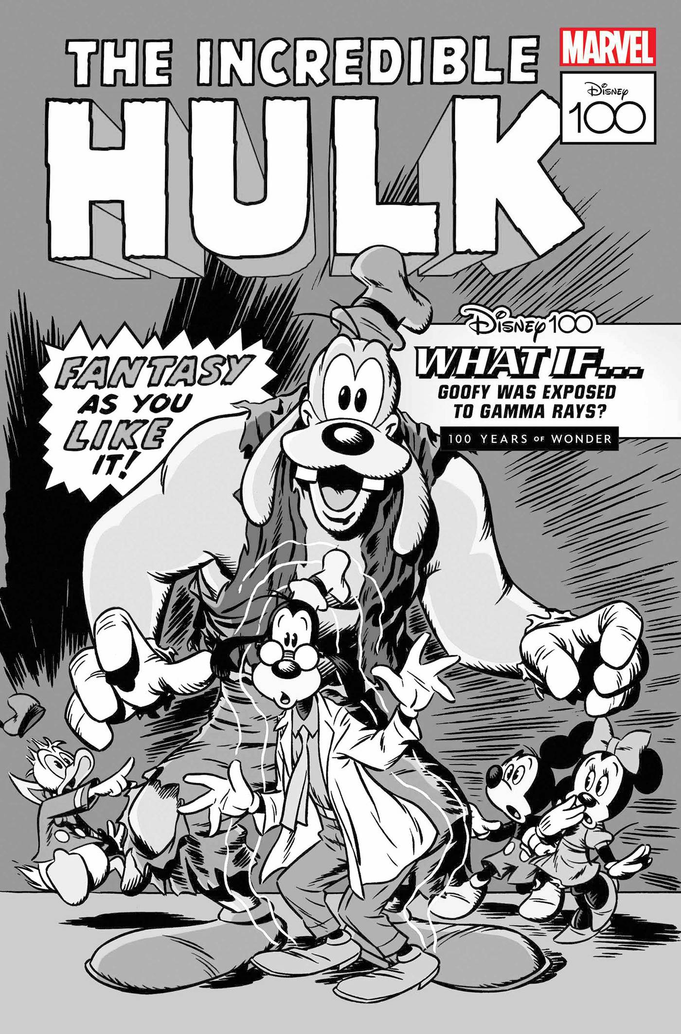 AMAZING SPIDER-MAN #21 DISNEY 100 B&W HULK HOMAGE 1:100 VARIANT 2023 Amazing Spider-Man MARVEL COMICS