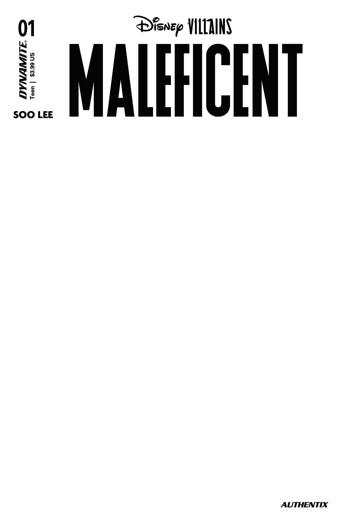 DISNEY VILLAINS MALEFICENT #1 CVR F BLANK AUTHENTIX VARIANT 2023 Maleficent DYNAMITE