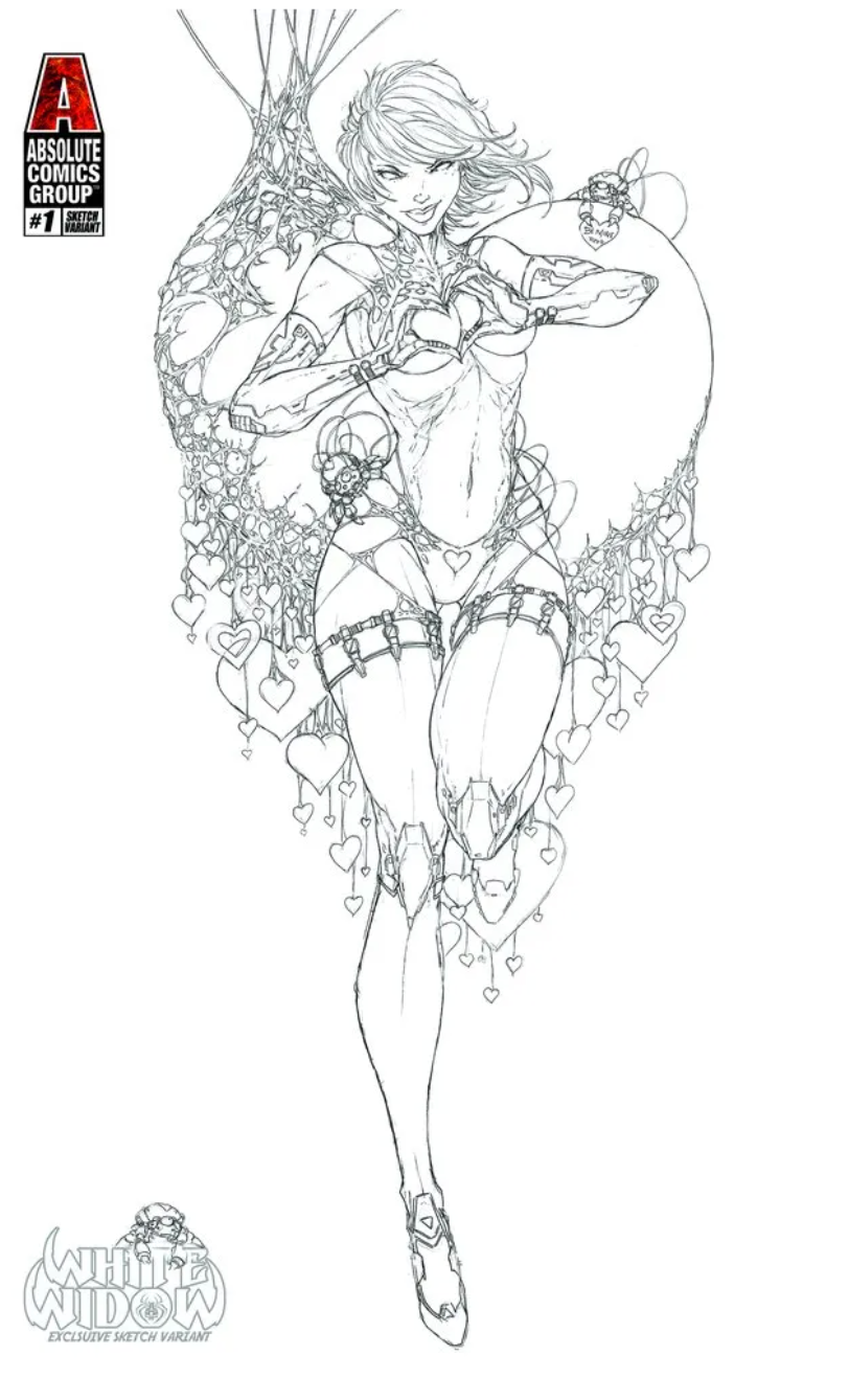 WHITE WIDOW #1 BE MINE SKETCH VARIANT comic book RED GIANT ENTERTAINMENT