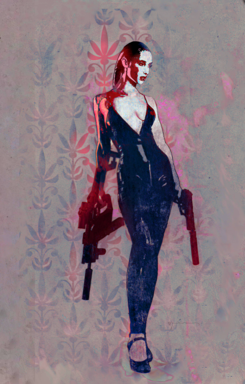 GUN HONEY #1 (OF 4) 1:25 PINK COLOR WASH SIENKIEWICZ VIRGIN VARIANT 2021 Gun Honey TITAN COMICS