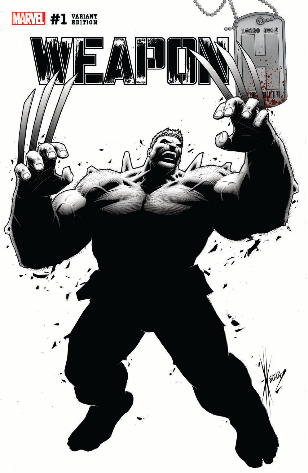 WEAPON H #1 DALE KEOWN CLASSIC HOMAGE B&W VARIANT *DMG* MARVEL COMICS