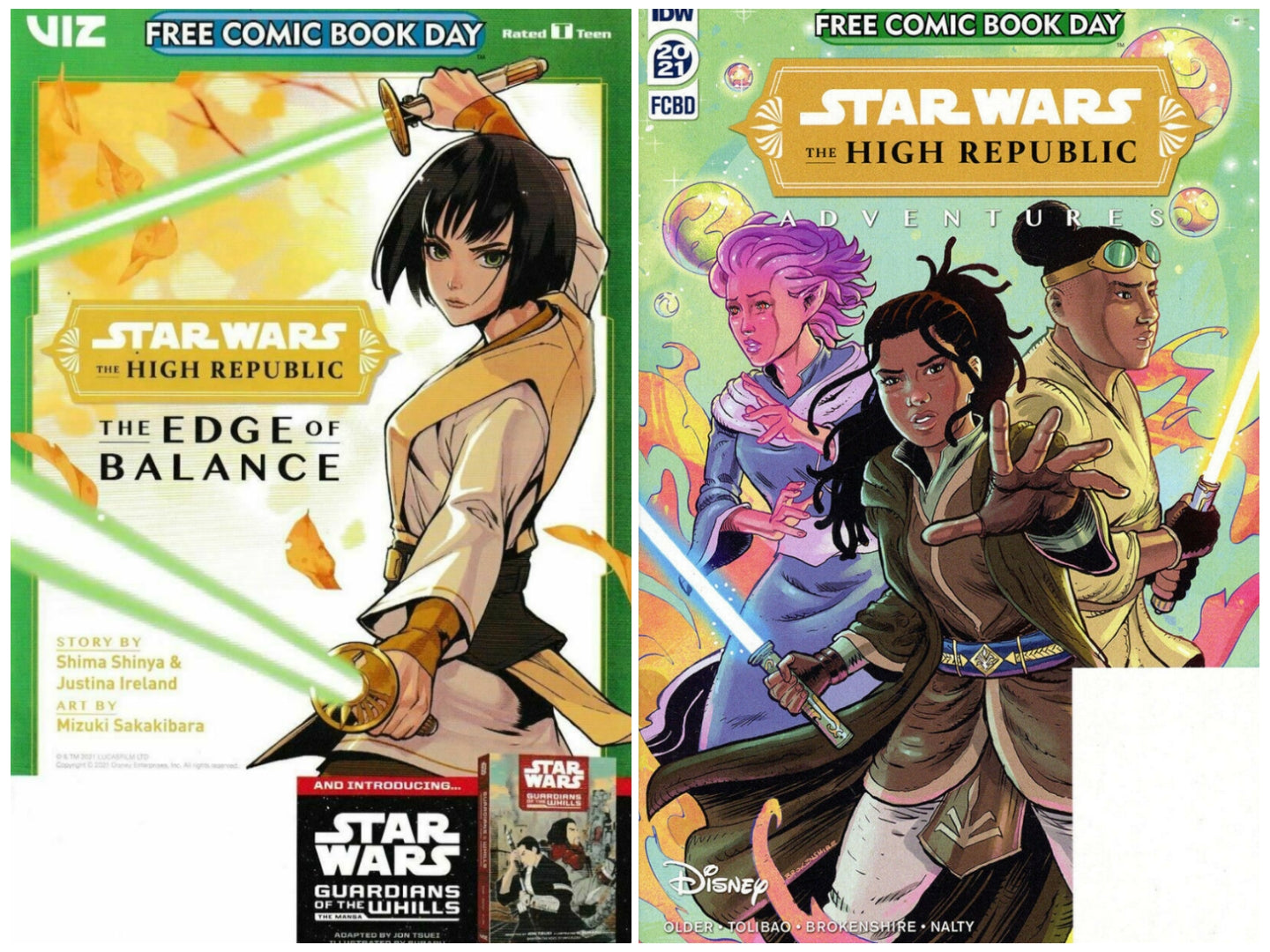 STAR WARS HIGH REPUBLIC IDW & VIZ UNSTAMPED FCBD 2021 SET Star Wars IDW