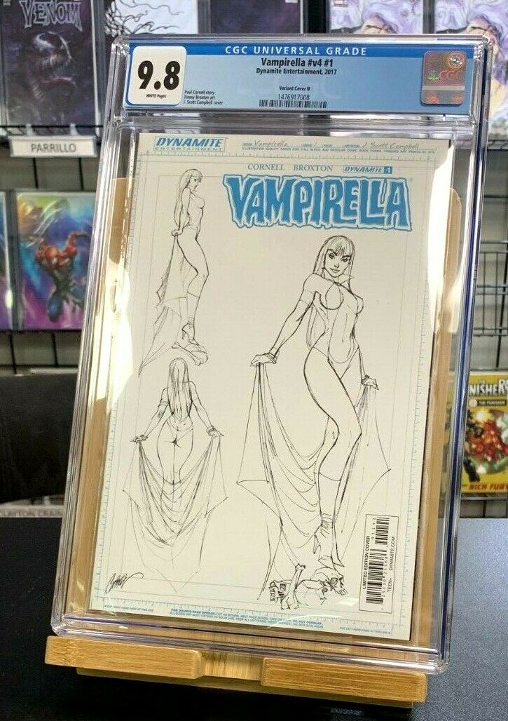 9.8 CGC Vampirella #1 Sketch Design J Scott Campbell Variant Dynamite Comic 2017 Vampirella CGC
