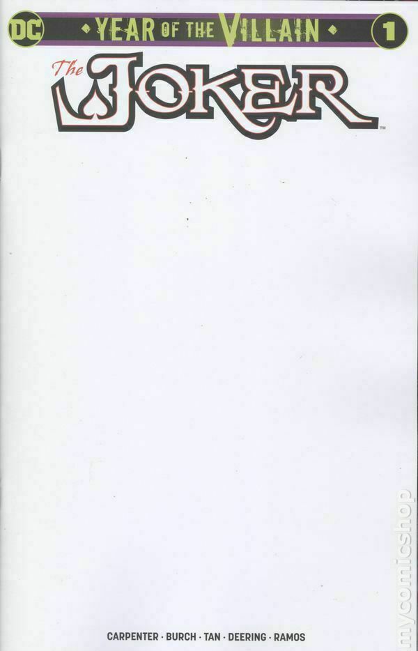 JOKER YEAR OF THE VILLAIN #1 BLANK VARIANT 2019 Joker DC COMICS