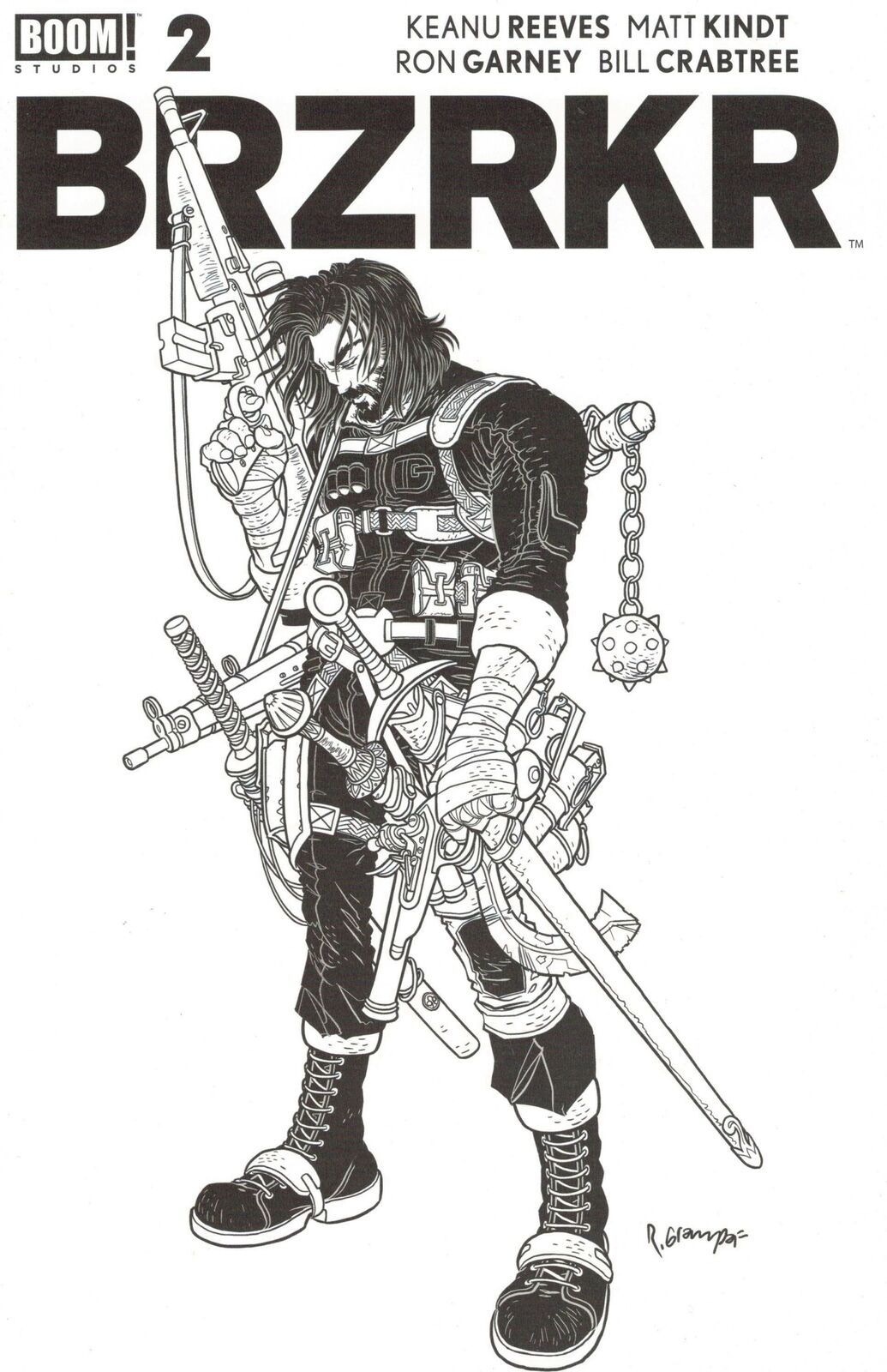 BRZRKR (BERZERKER) #2 GRAMPA SECRET B&W VARIANT 2021 comic book BOOM! STUDIOS