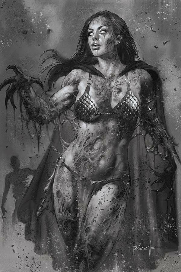 DIE!NAMITE #1 1:25 PARRILLO LIVING DEAD GRAYSCALE FOC VIRGIN VARIANT 2021 Red Sonja DYNAMITE