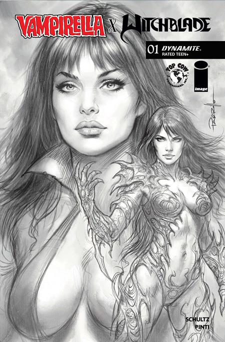 09/23/2026 VAMPIRELLA X WITCHBLADE SPECIAL #1 (ONE SHOT) 1:10 LUCIO PARRILLO LINE ART VARIANT DYNAMITE ENTERTAINMENT