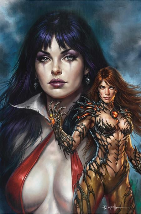 09/23/2026 VAMPIRELLA X WITCHBLADE SPECIAL #1 (ONE SHOT) 1:25 LUCIO PARRILLO VIRGIN VARIANT DYNAMITE ENTERTAINMENT
