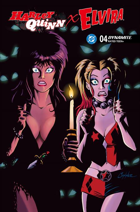 01/28/2026 HARLEY QUINN X ELVIRA #4 1:10 AMANDA CONNER CANDLE VARIANT
