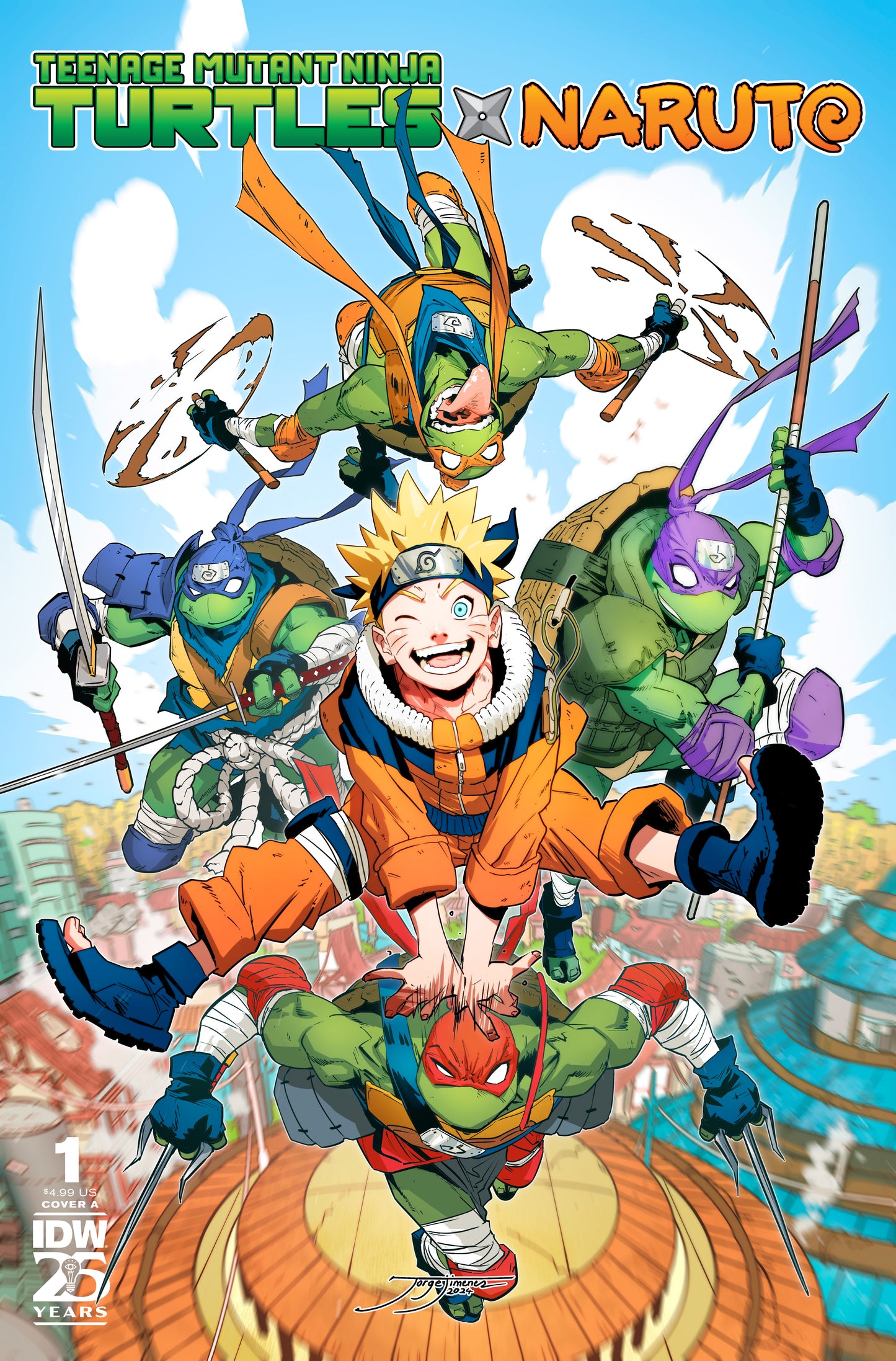 10/16/2024 TEENAGE MUTANT NINJA TURTLES X NARUTO #1 CVR A JIMENEZ  IDW-PRH   