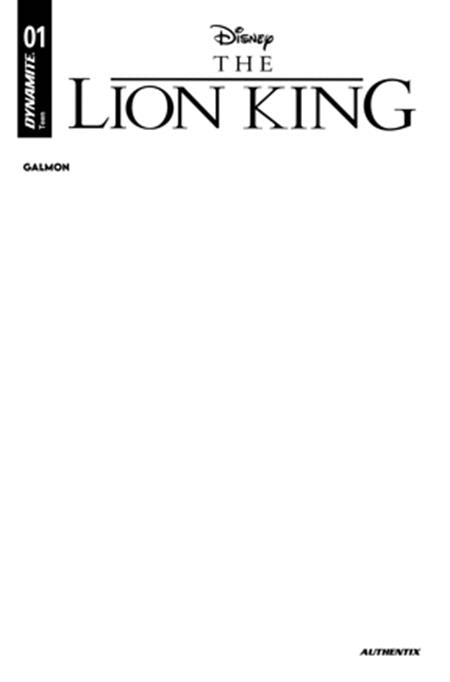 LION KING #1 CVR E BLANK AUTHENTIX VARIANT 2025 Disney DYNAMITE ENTERTAINMENT