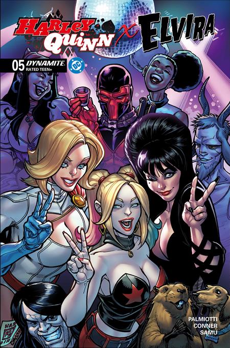 02/18/2026 HARLEY QUINN X ELVIRA #5 CVR B CHAD HARDIN VAR DYNAMITE ENTERTAINMENT