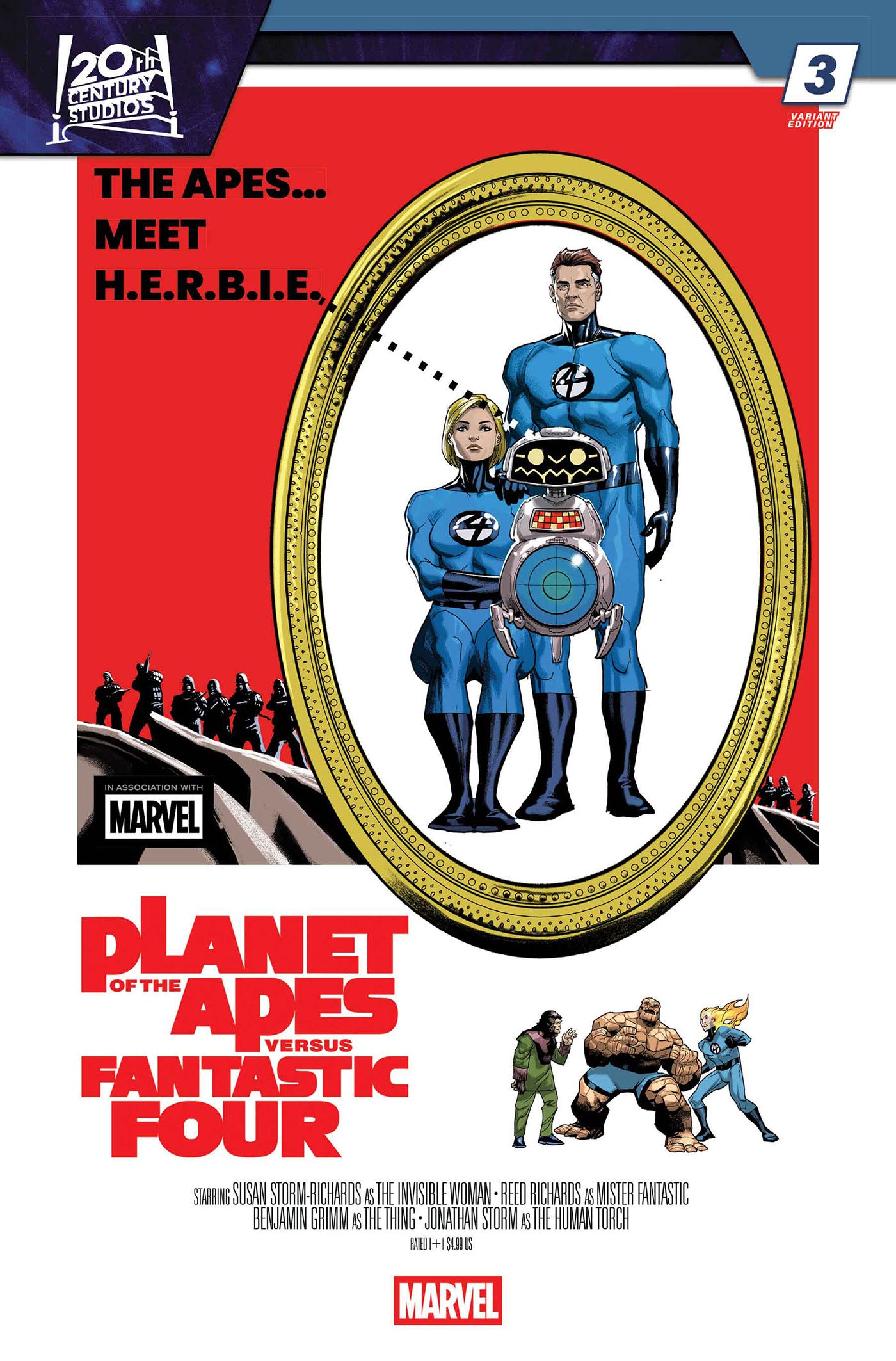 04/22/2026 PLANET OF THE APES VS. FANTASTIC FOUR #3 PETE WOODS MOVIE HOMAGE VARIANT MARVEL