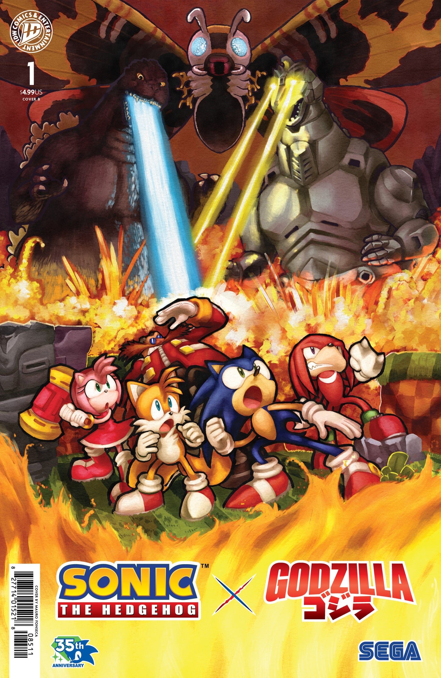 07/15/2026 Sonic the Hedgehog x Godzilla #1 Variant B (Fonseca) IDW PUBLISHING