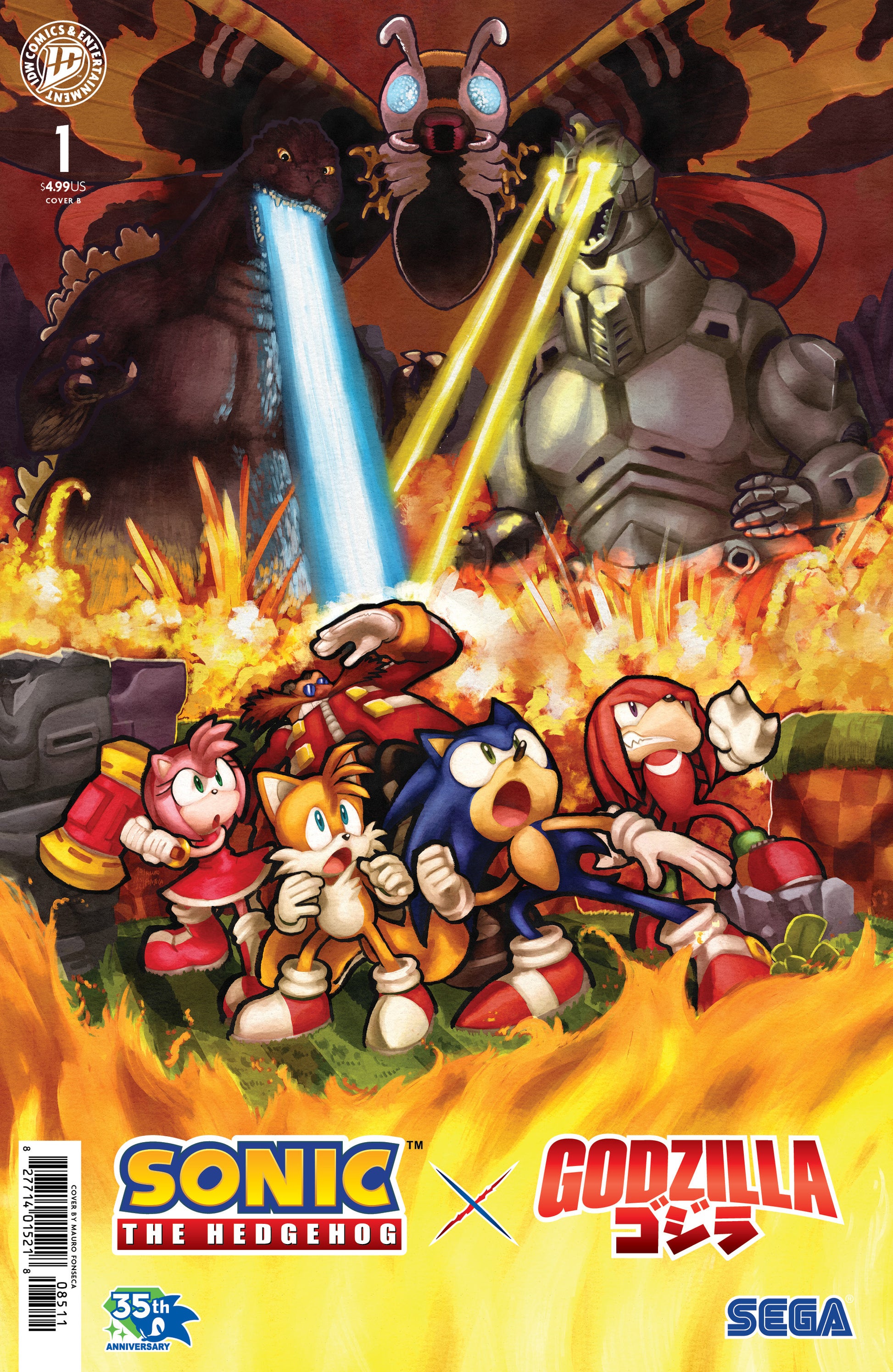 07/15/2026 Sonic the Hedgehog x Godzilla #1 Variant B (Fonseca) IDW PUBLISHING